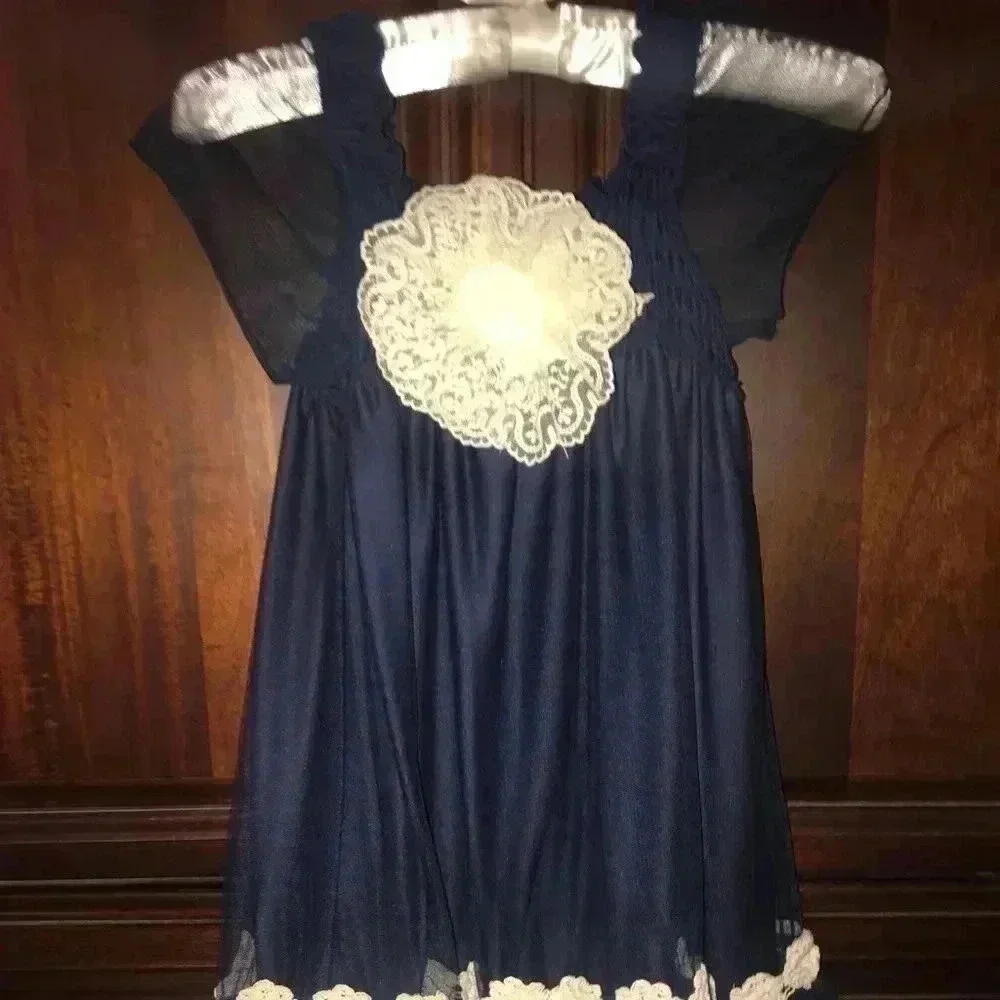 ELLA & LULU BEAUTIFUL NAVY BLUE DRESS 6X